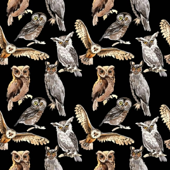 Tossed Owls Allover Cotton Fabric