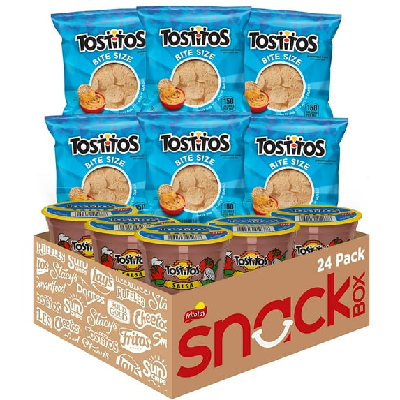 Tostitos Bite Size Rounds & Salsa Dip Cups Variety Pack, Single Serve Portions (24 Pack)