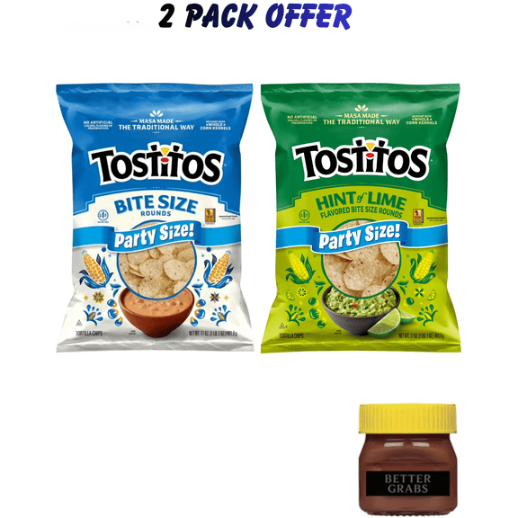Tostitos Bite Size Tortilla Chips, 17 oz | Tostitos Hint of Lime Flavored Tortilla Chips, 17 oz