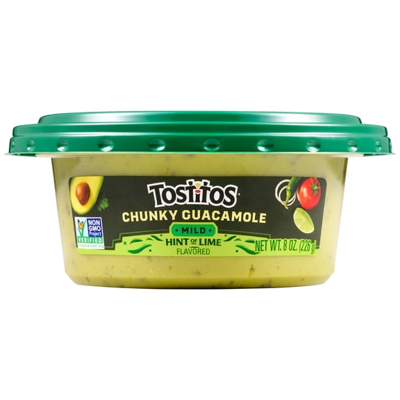 Tostitos Chunky Guacamole, Mild Hint of Lime, 8 oz Tub