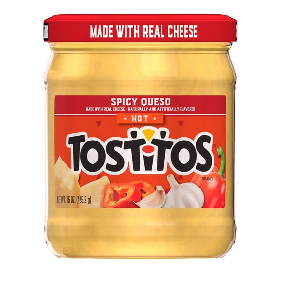 Snacks Frito Lay Tostitos Hot Spicy Queso Dip, 15 oz Jar