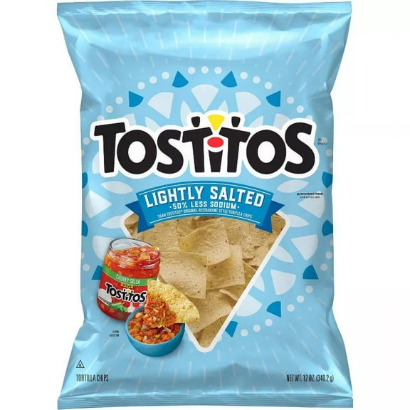 Tostitos Lightly Salted Restaurant Style Tortilla Chips - Thin, Crispy Triangular Corn Chips Lightly Dusted with Salt (12oz Bag)
