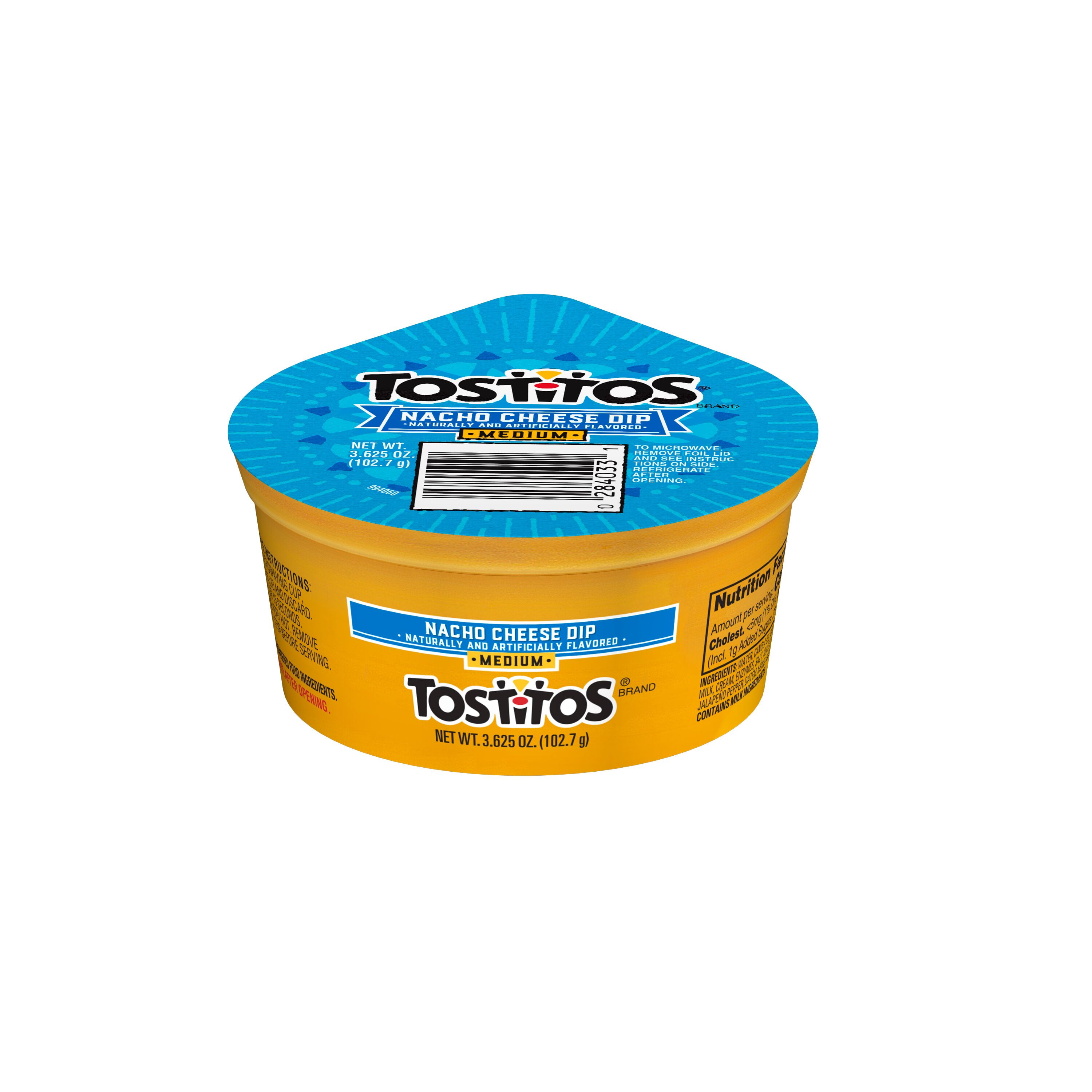 Tostitos Medium Nacho Cheese Flavored Cheese Dip & Spread, Shelf-Stable, 3.625 oz Cup