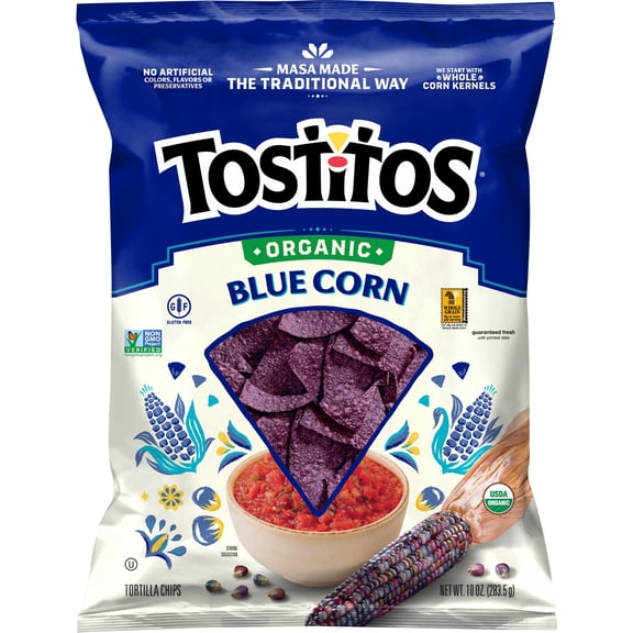 Tostitos Organic Blue Corn Tortilla Chips, 10 oz Bag