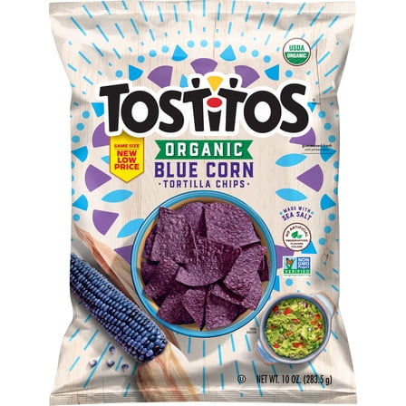 Tostitos Organic Blue Corn Tortilla Chips, 10 oz Bag