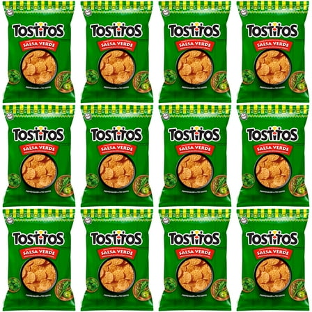 Tostitos Salsa Verde Value Pack Bundled by SUPERDEALS 74.4 grams/2.625 Oz Bag, Salsa Verde, Pack of 12 with mystery gift. Original Mexican Edition Version Tostilocos Chili Corn Tortilla Chips Snacks