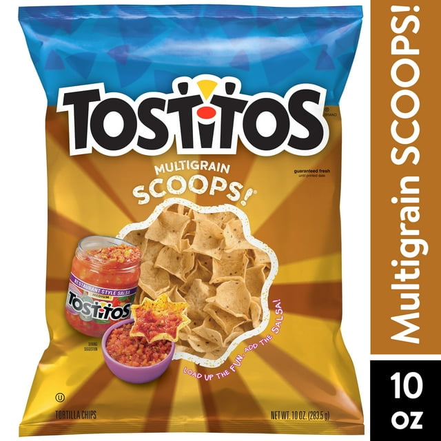 Tostitos Scoops! Multigrain Tortilla Chips Snack Chips, 10oz Bag