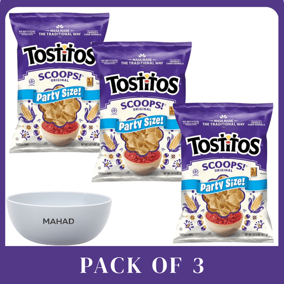 Tostitos Scoops Party Size Tortilla Chips Crunchy Corn Snack 3 Pack 14.5 oz  Bowel by Mahad