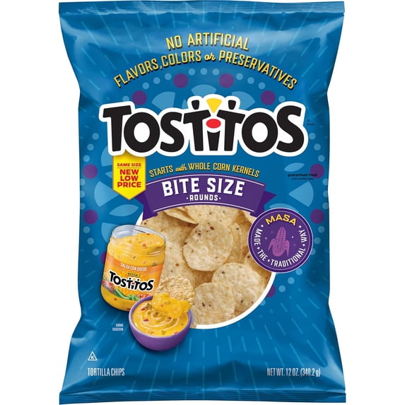 Tostitos Tortilla Chips Bite Size Rounds Bag, 12 Oz ( PACK OF 2 )
