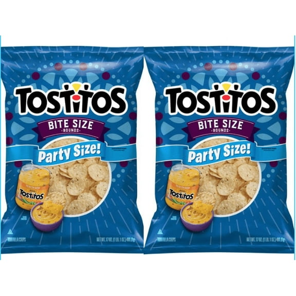 Tostitos, Tortilla Chips Bite Size Rounds Party Size Bag, 17 Ounce pack of 2