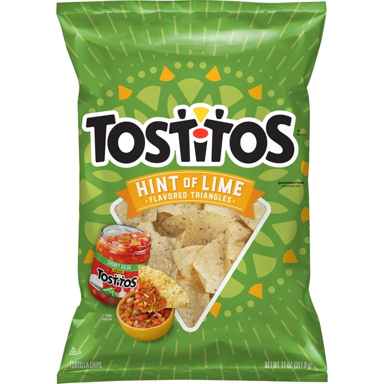 Tostitos Hint of Lime Tortilla Chips, 11 oz Bag, Zesty Lime