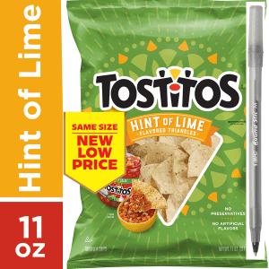 Tostitos Tortilla Chips, Hint of Lime Flavored with pan