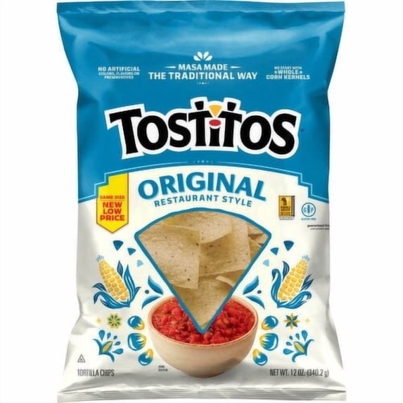 2X - Tostitos Tortilla Chips, Original Restaurant Style, 12Oz Bag