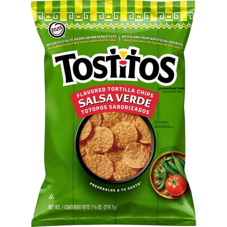 Tostitos Tortilla Chips Salsa Verde Flavored Snack Chips, 7.625 oz