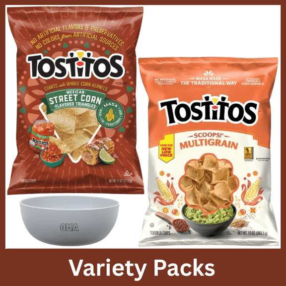 Tostitos Variety Pack Mexican Street Corn Tortilla Chips 11 oz & Scoops Multigrain Tortilla Chips 10 oz with Bowl by OMA