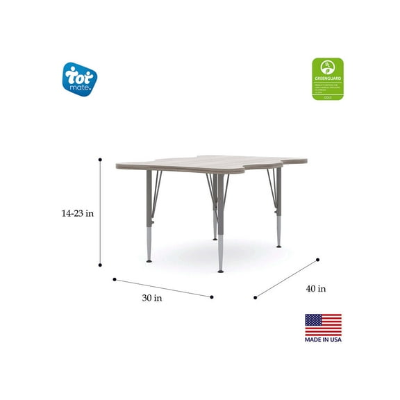 Tot Mate 23" Rectangular Contemporary Composite Wood My Place Table in Gray