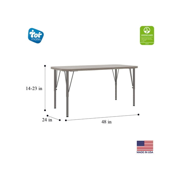 Tot Mate 23" Rectangular Contemporary Composite Wood Table in Gray