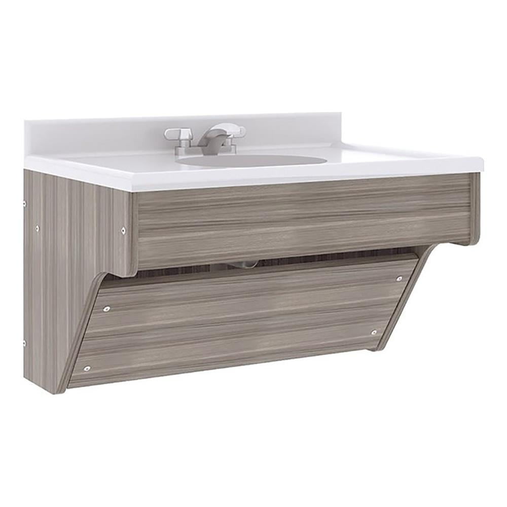 Shadow Elm Gray Composite Wood Single Wall Vanity with Marble Top