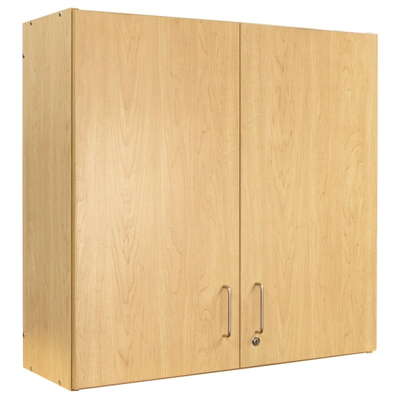 Tot Mate 4 Compartments Wall Cabinet Lockable Storage, Maple, 37"W x 14 1/2"D x 36 1/2"H, RTA