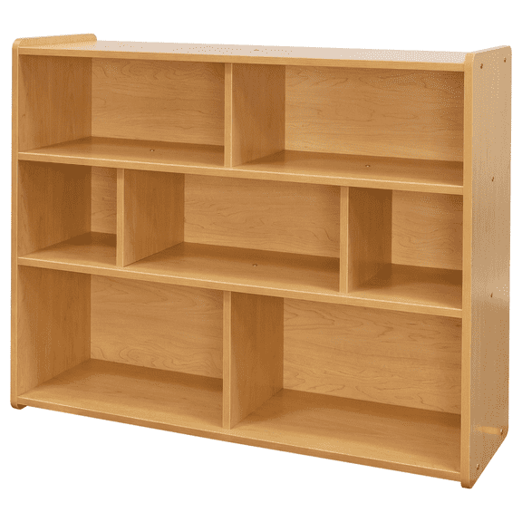 Tot Mate 7 Section Storage Shelf Cubbies for School Classroom Furniture, 23"H (Maple) Assembled