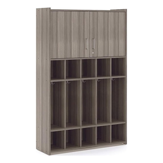 Tot Mate 71.5" Contemporary Composite Wood School Age Floor Locker in Gray