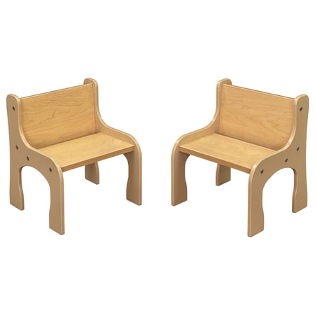 Tot Mate 8" Children's Activity Chair, Set of 2, Classroom Furntiure, Ready-to-Assemble, Maple Wood