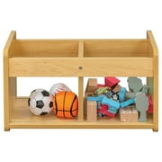 Tot Mate Children's Wood Book or Toy Organizer with 2 Clear Storage Bins, 24"W x 12"D x 14"H RTA