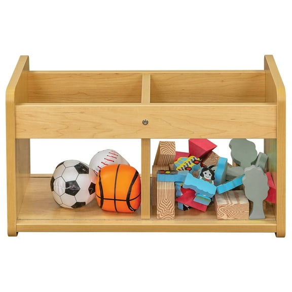 Tot Mate Children's Wood Book or Toy Organizer with 2 Clear Storage Bins, 24"W x 12"D x 14"H RTA