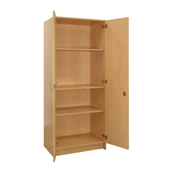 Tot Mate Double-Door Tall Cabinet, Maple Wood Laminate, 30"W x 20 1/2"D x 72"H, Assembled