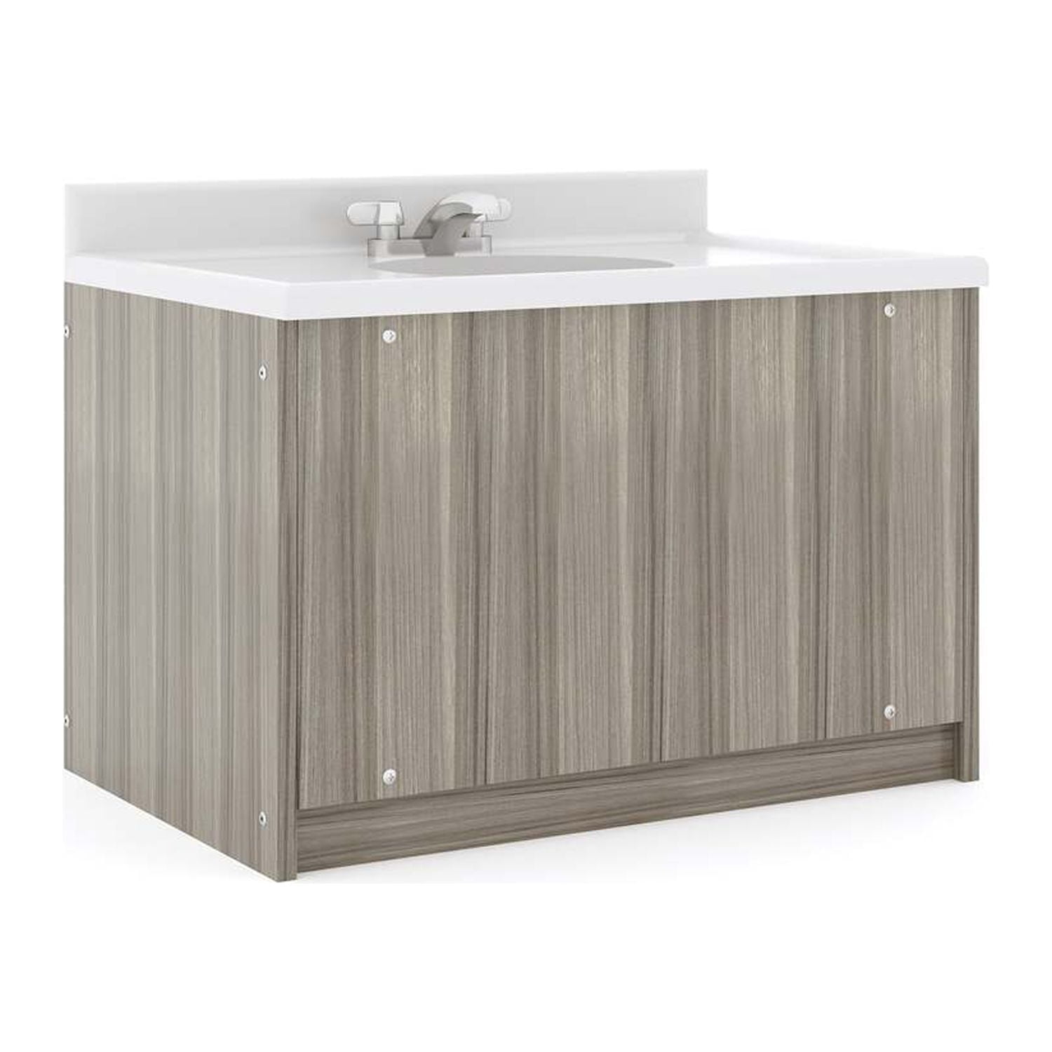 Tot Mate Floor Vanity for Kids Bathroom Sink, Chrome Faucet, Child Height 24", Single Bowl (Gray)