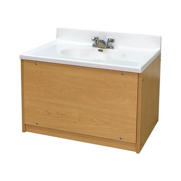 Tot Mate Floor Vanity for Kids Bathroom Sink, Chrome Faucet, Child Height 24", Single Bowl (Maple)