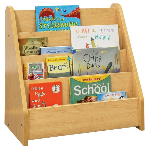 Tot Mate Kids Book Storage Bookshelf, 4 Tier Book Display Shelf, Maple, 24"W x 14"D x 24 1/2"H