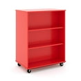 thumbnail image 1 of Tot Mate Open Double Sided 3 Tier Mobile Shelves Wooden Classroom Bookcase, Red, 36"W x 23"D x 48"H, 1 of 6