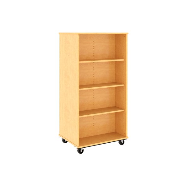 Tot Mate Open Double Sided 4 Tier Mobile Bookshelf, Classroom Furniture, Maple, 30"W x 23"D x 60"H