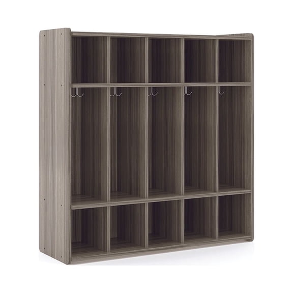 Tot Mate Preschool Floor Locker Storage Cubbies, Classroom Furniture, Gray, 46"W x 15"D x 47.5"H RTA