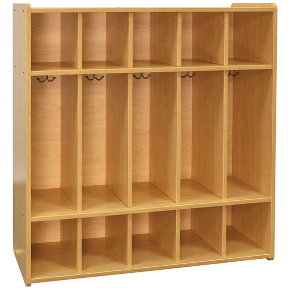 Tot Mate Preschool Floor Locker Storage Cubbies, Classroom Furniture, Maple 46"W x 15"D x 47.5"H RTA
