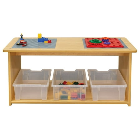 Tot Mate Preschool Play Center, Wooden Classroom Activity Table, Maple, 45 1/2" x 20 1/2" x 20", RTA