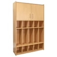 thumbnail image 1 of Tot Mate School Age Floor Locker with 10 Cubbies & Locking Cabinet, Maple, 46"W x 15"D x 71.5"H, RTA, 1 of 8