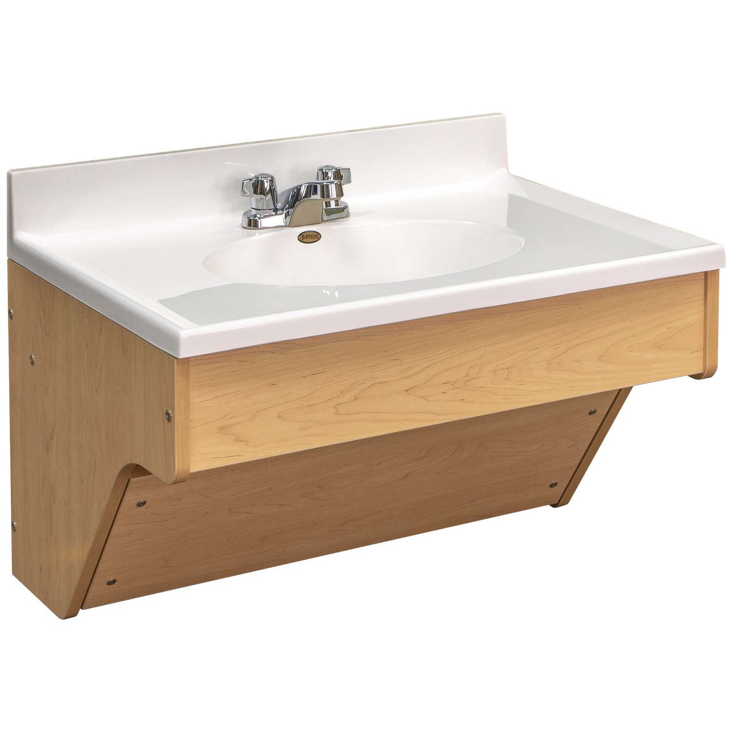 Maple Single Wall-Mount Vanity with White Marble Top