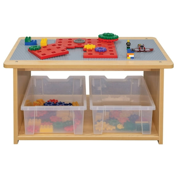 Tot Mate Toddler's Activity Table, Kids Play Center and Toy Storage, Wood, Maple 32" x 20 1/2" x 16"