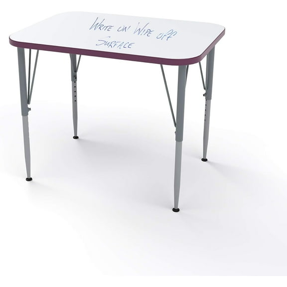 Tot Mate Versa Kid's Desk Adjustable Height Lge Rectangular Whiteboard Table Purple Tall 21 - 30" H