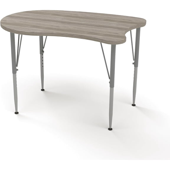 Tot Mate Versa Kid's Modern School Desk Adjustable Height Table, Elm Gray, Tall 21 - 30" H Lge Curve