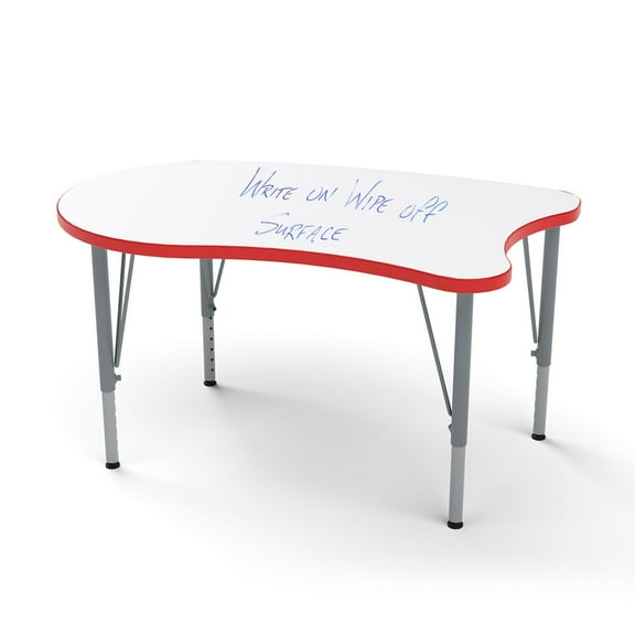 Tot Mate Versa Whiteboard School Desk, Adjustable Height Kids Table, Red, 14 - 23" H, Large Curve