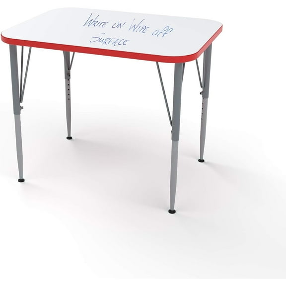 Tot Mate Versa Whiteboard School Desk, Adjustable Height Kids Table, Red, Tall 21 - 30" H