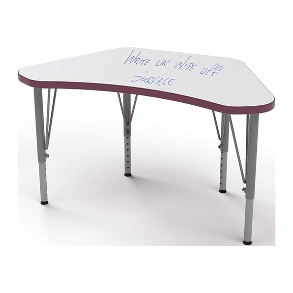 Tot Mate Versa Whiteboard School Desk Adjustable Kids Table, Purple, Short 14 - 23" H, Lge Wing