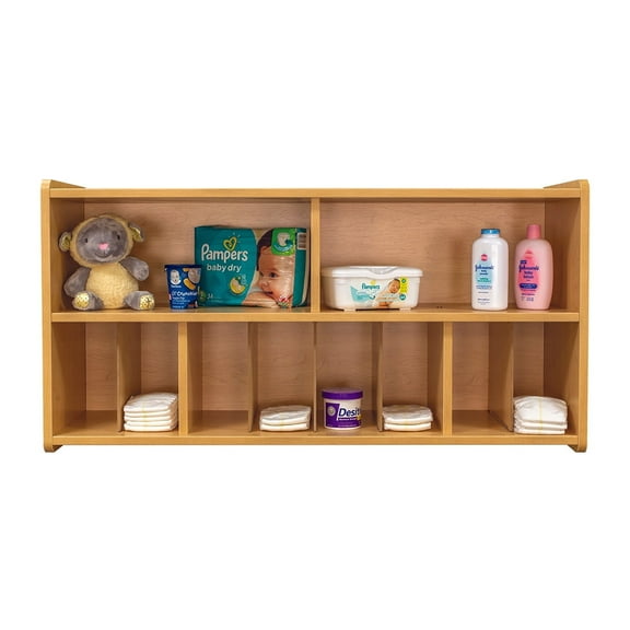 Tot Mate Wall Storage Organizer for Diapers Baby Essentials, Wood, Maple, 46"W x 15"D x 23 1/2"H RTA