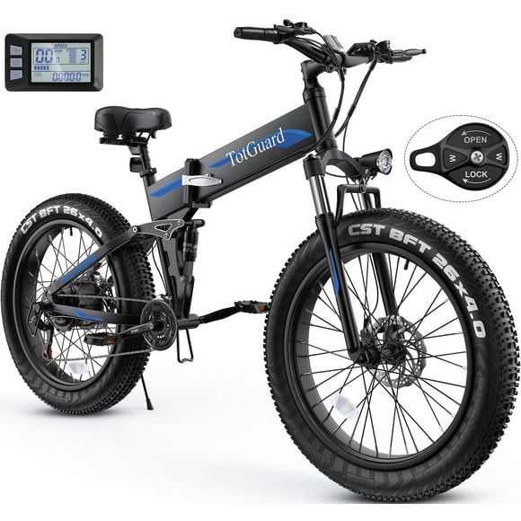 TotGuard 26"x4" Electric Bike, Fat Tire 500W Ebike, Foldable Electric Bicycles E Bikes for Adults Electric 48V 10Ah Battery, Dual Shock Absorber, Lockable Fork UL2849
