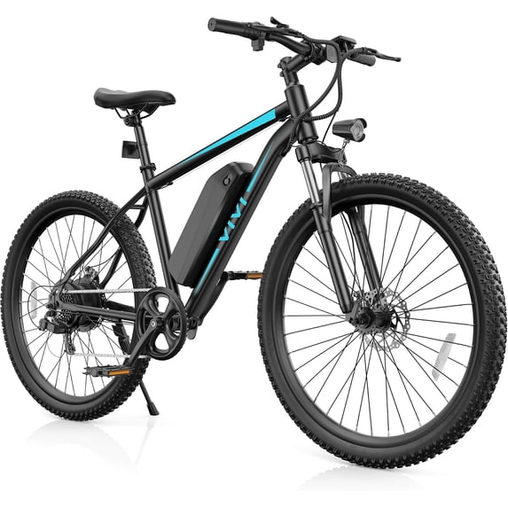 26" Electric Bike for Adults, 500W E-Bike with 48V 7.8Ah Battery, 19.8MPH 7-Speed, Front Suspension, Dual Disc Brakes, UL2849 Certified, Blue