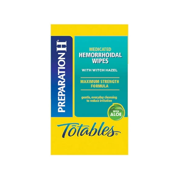 Preparation H Totables Medicated Hemorrhoidal Wipes with Witch Hazel and Aloe Maximum Strength Formula (Pack of 2)