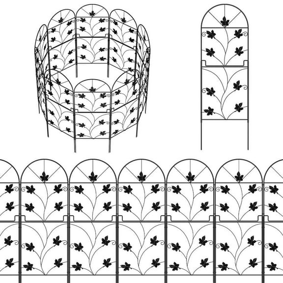 Total 10 ft. L x 38 in. H, No Dig Metal Garden Decorative Fencing, Black Garden Fence (10-Pack)